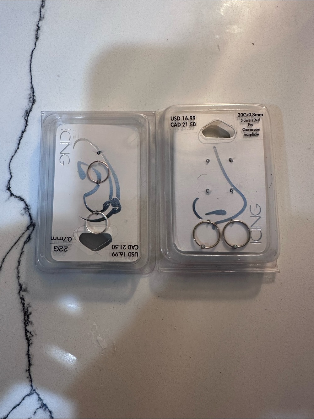 Icing Silver Nose & Septum Hoop Set - Silver & Gold